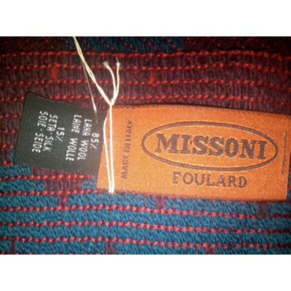 Missoni Vintage Wool & Silk Scarf With Fringe Zigzag Pattern Made In Italy - Picture 5 of 5